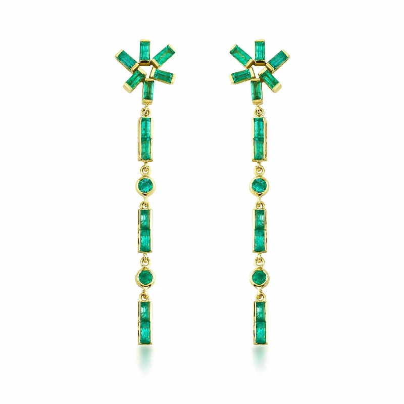 Women’s Swarovski earrings-Artisia Star 18K Gold Earrings w. Emeralds