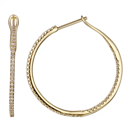 Women’s matching earrings and necklace-Pave 27mm Diamond Hoops