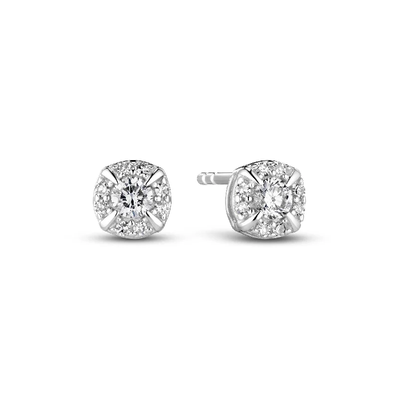 Women’s gold stud earrings-Rome 14K Whitegold Studs w. Lab-Grown Diamonds