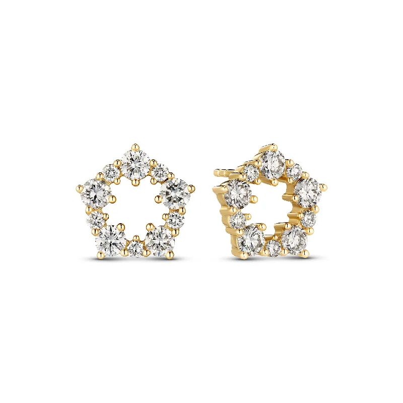 Women’s square earrings-Brina 14K Gold Earrings w. Lab-Grown Diamonds