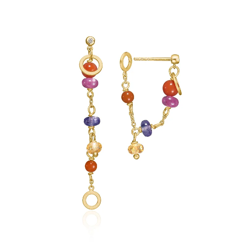 Women’s pearl earrings-Wild Berry Limited edition 18K Gold Earrings w. Gemstones