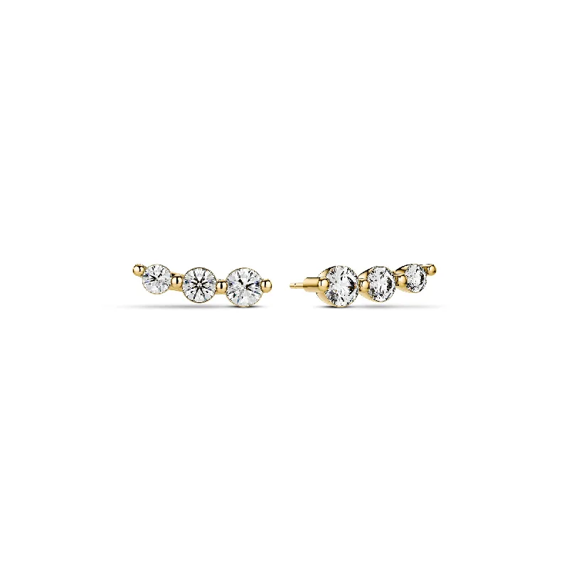 Women’s gold earrings-Tiara Piccolo 14K Gold Earrings w. Lab-Grown Diamonds