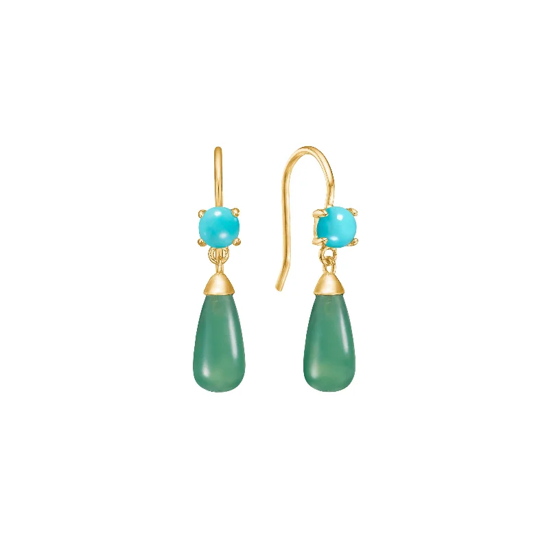 Women’s geometric earrings-18K Gold Plated Earrings w. Agate & Turquoise