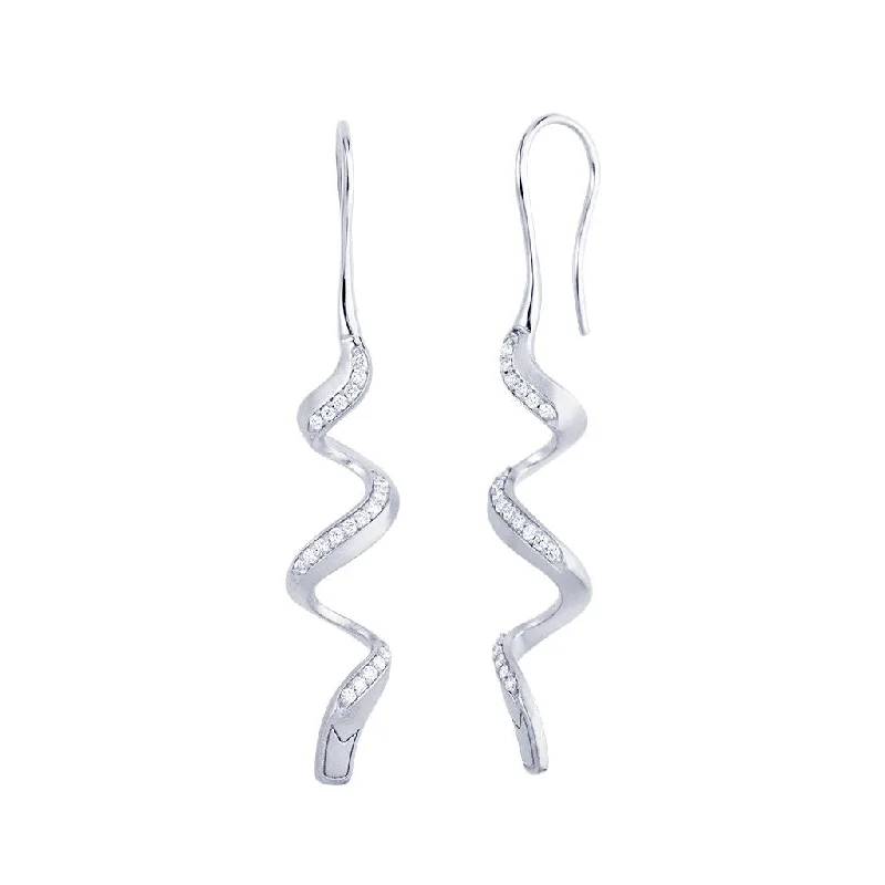 Women’s silver earrings-Jovian 18K Whitegold Ear Hangers w. Diamonds