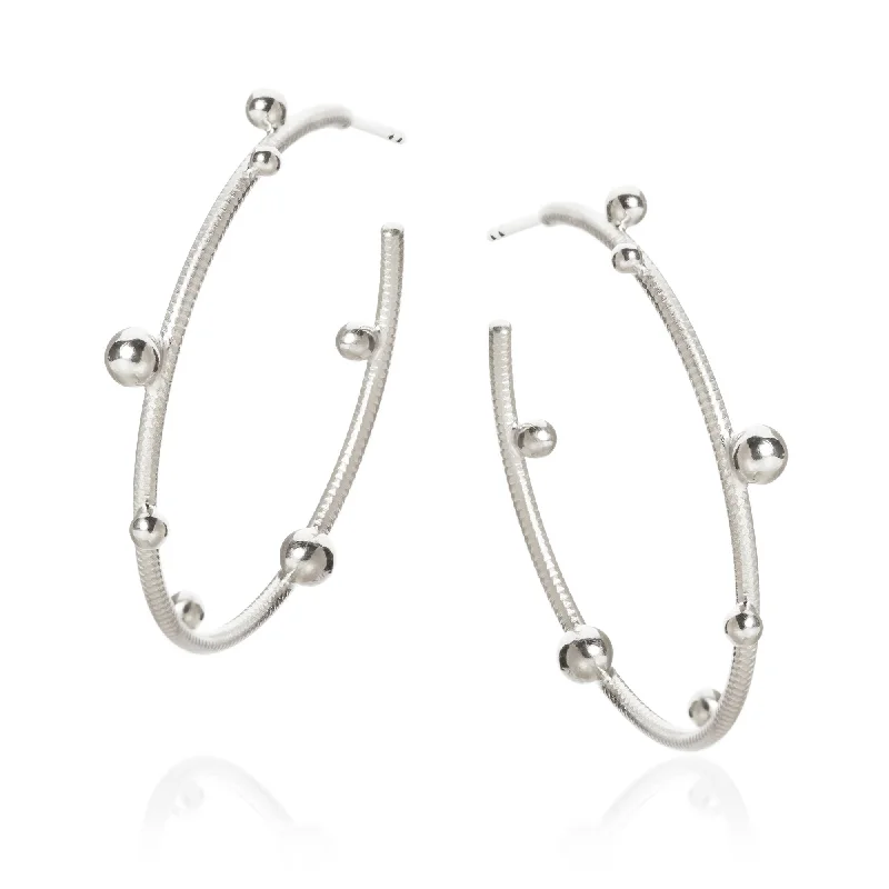 Women’s geometric earrings-Large Delphis Silver Earrings