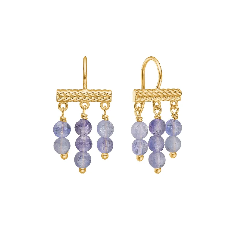 Women’s vintage-style earrings-Mirage 18K Gold Plated Earrings w. Tanzanite