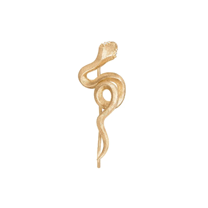 Women’s black earrings-Snakes 18K Gold Earring w. Diamonds