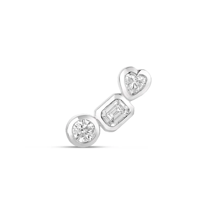 Women’s rose gold earrings-Asymmetric Mixed Shape Diamond Bezels Ear Crawlers