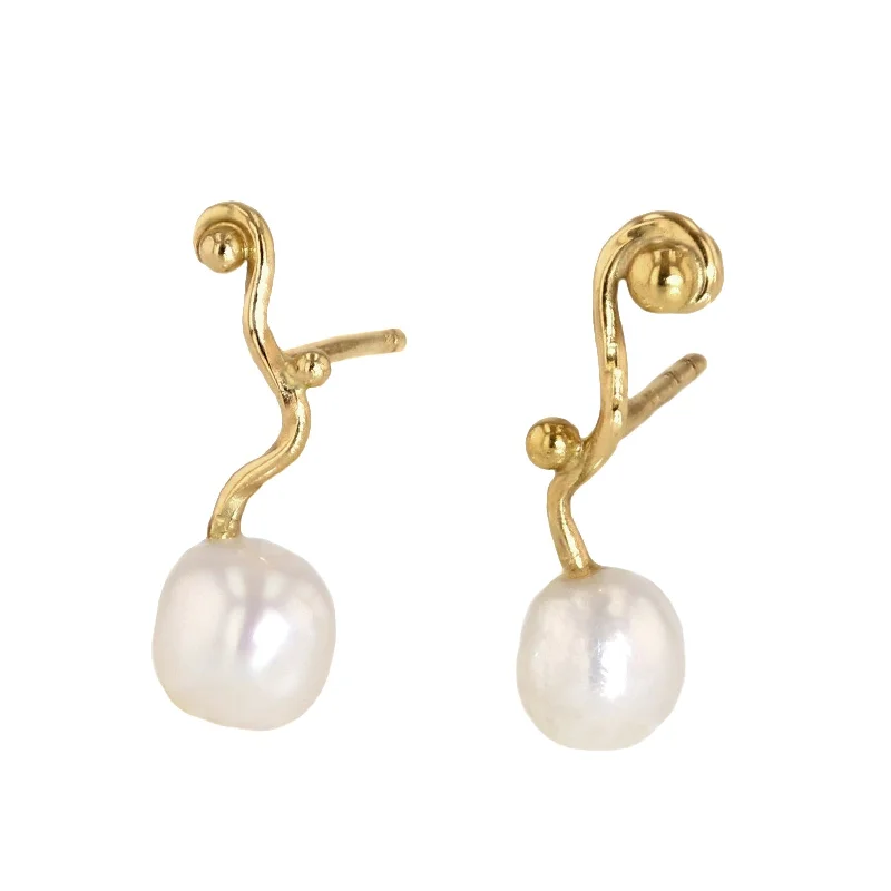 Women’s matching earrings and necklace-Seafire 18K & 22K Gold Earrings w. Pearls