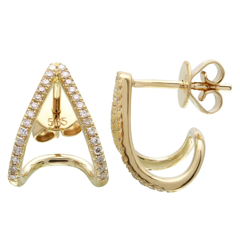 Women’s gold stud earrings-Diamond Split Huggies Earrings