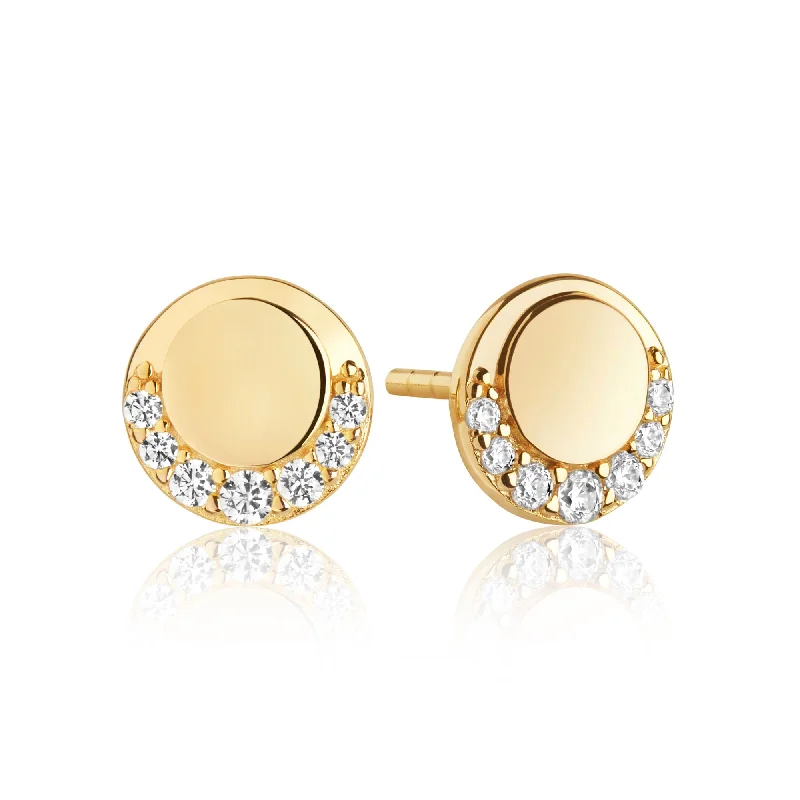 Women’s lightweight earrings-Portofino Piccolo Gold Plated Earrings w. White Zirconias