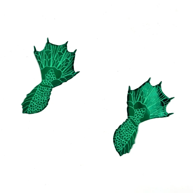 Women’s diamond drop earrings-Swamp Monster Hand Earrings