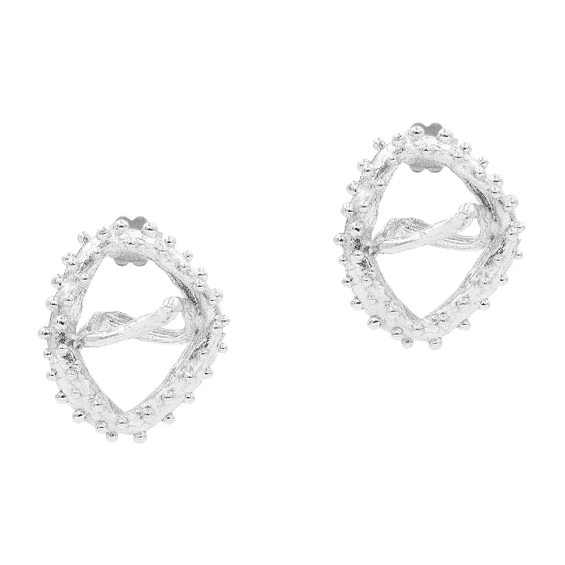 Women’s heart-shaped earrings-The Theta Silver Earrings