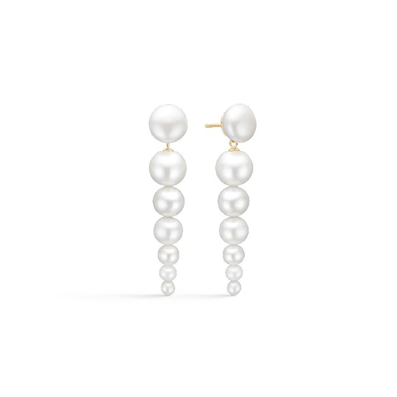 Women’s long earrings-Eden Chandeliers Earrings w. White Pearls