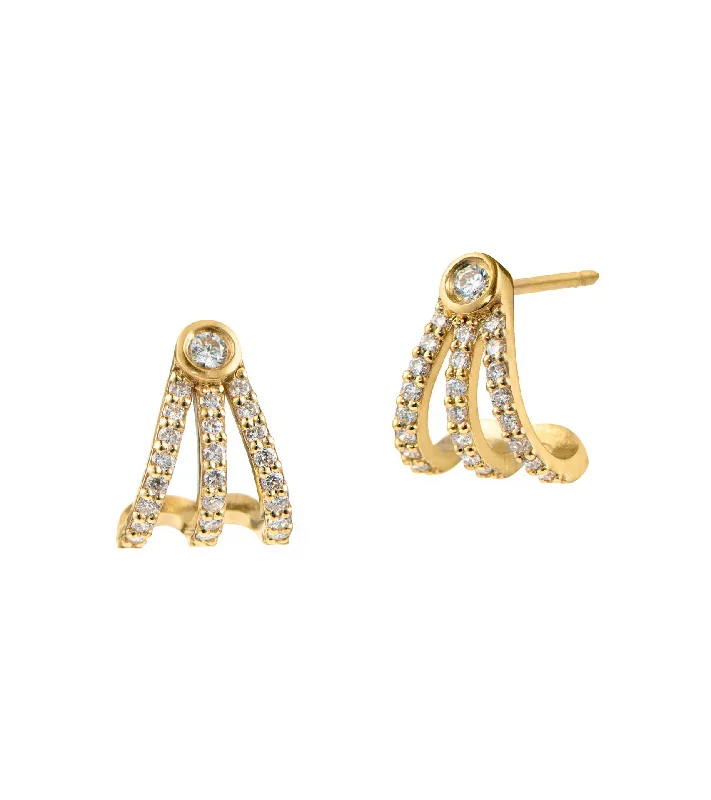 Women’s infinity earrings-Diamond Fan 18K Gold Earrings