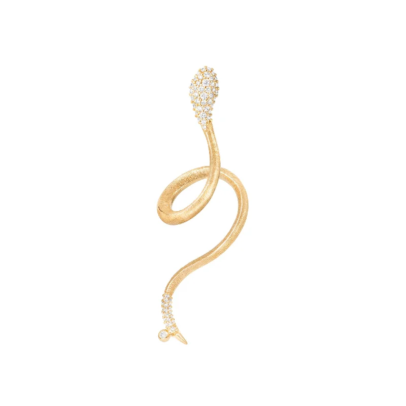 Women’s diamond hoop earrings-Snakes 18K Gold Earring w. Diamonds