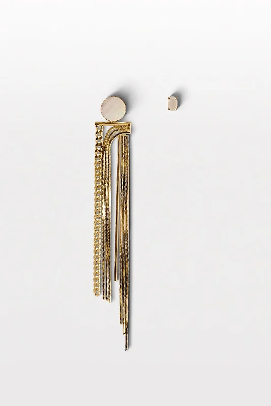 Women’s statement earrings-Contra 09 18K Gold plated Earrings w. Pearl & Moonstone