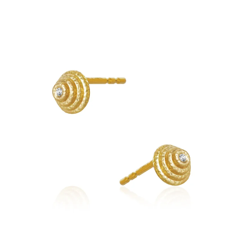 Women’s crystal earrings-Thera small twist 18K Gold Earrings w. Diamonds