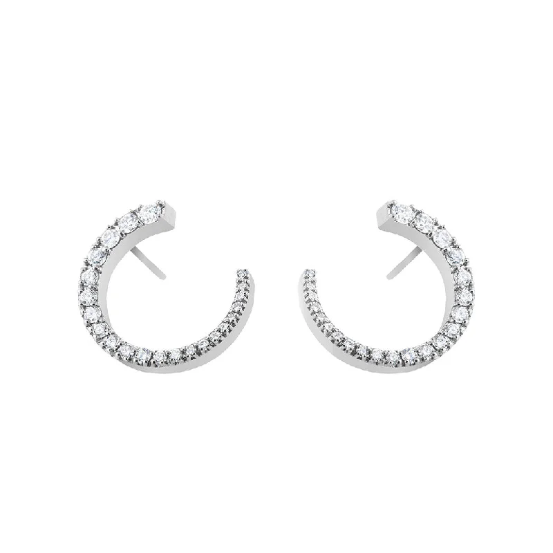 Women’s two-tone earrings-Forever and Always 18K White Gold Earring w. Diamonds