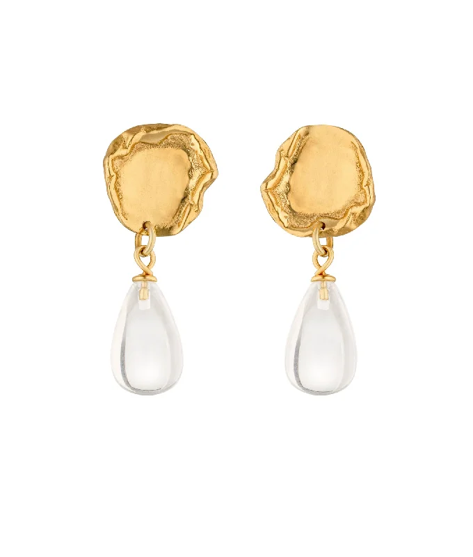 Women’s ethnic earrings-Arva Gold Plated Earrings w. Quartz