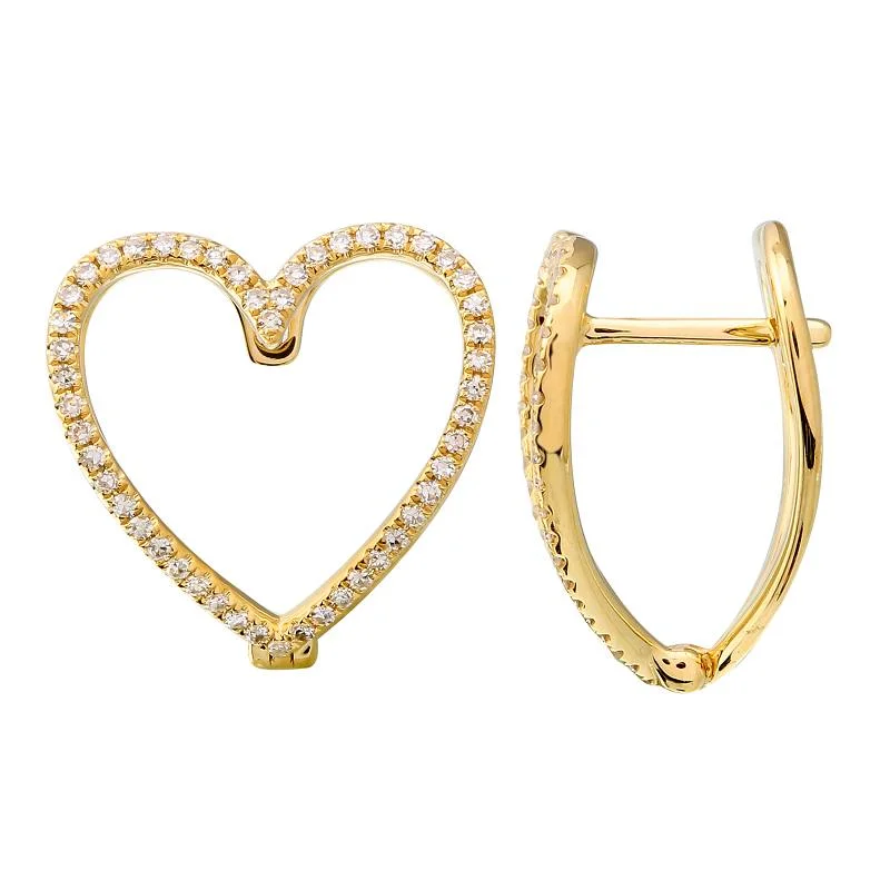 Women’s custom-made earrings-14k Diamond Split Heart Huggies