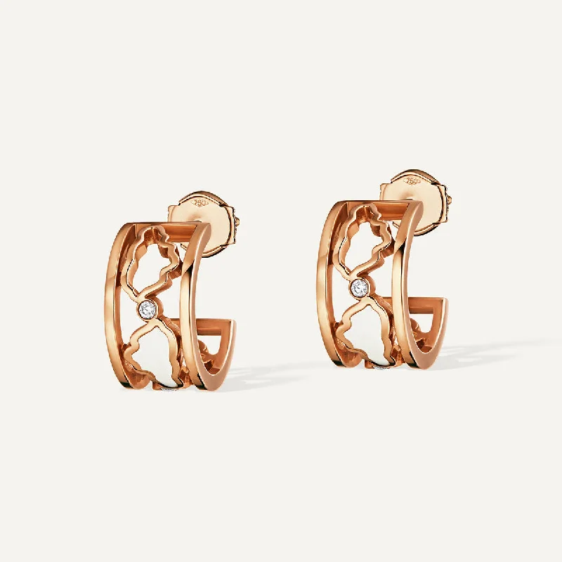 Women’s gold chandelier earrings-Allusia Love Enamel 18K Rosegold Earrings w. Diamonds