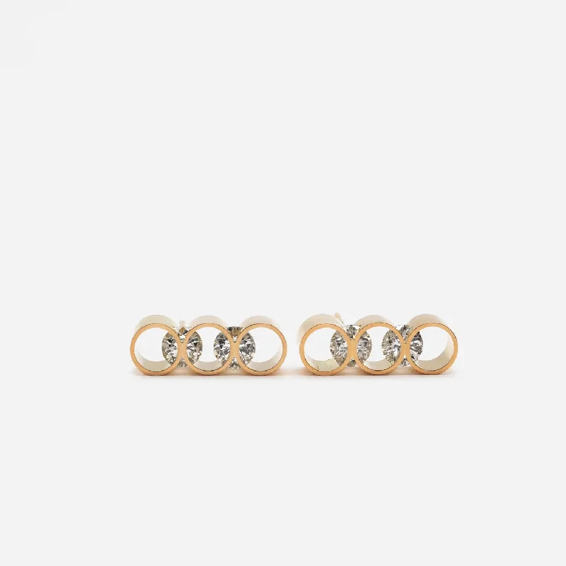 Women’s vintage earrings-Con Long 18K Gold Earrings w. Diamonds