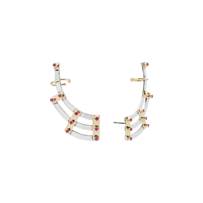 Women’s diamond hoop earrings-Ruby District Earrings Silver, Gold