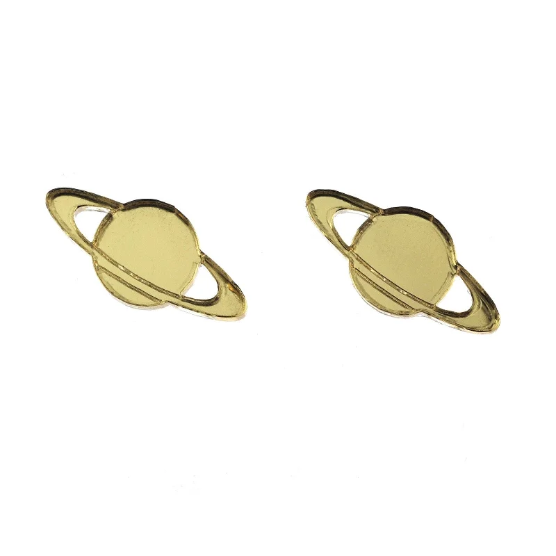 Women’s layered earrings-Last Chance! Saturn Earrings in Mirror Gold