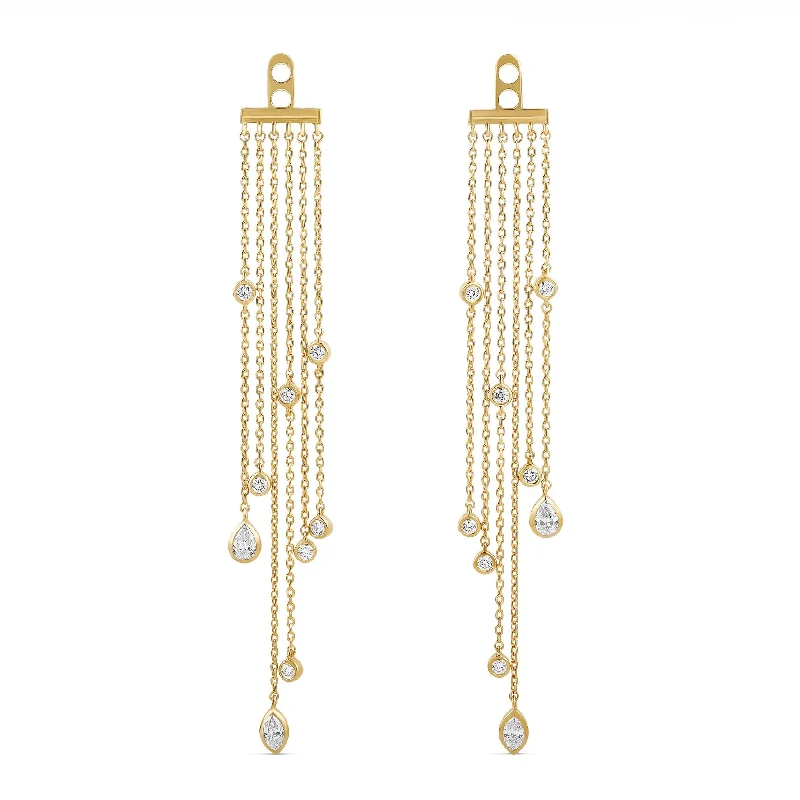 Women’s Swarovski earrings-Mixed Shape Bezels Diamond Tassel Earring Back Charm (PAIR)