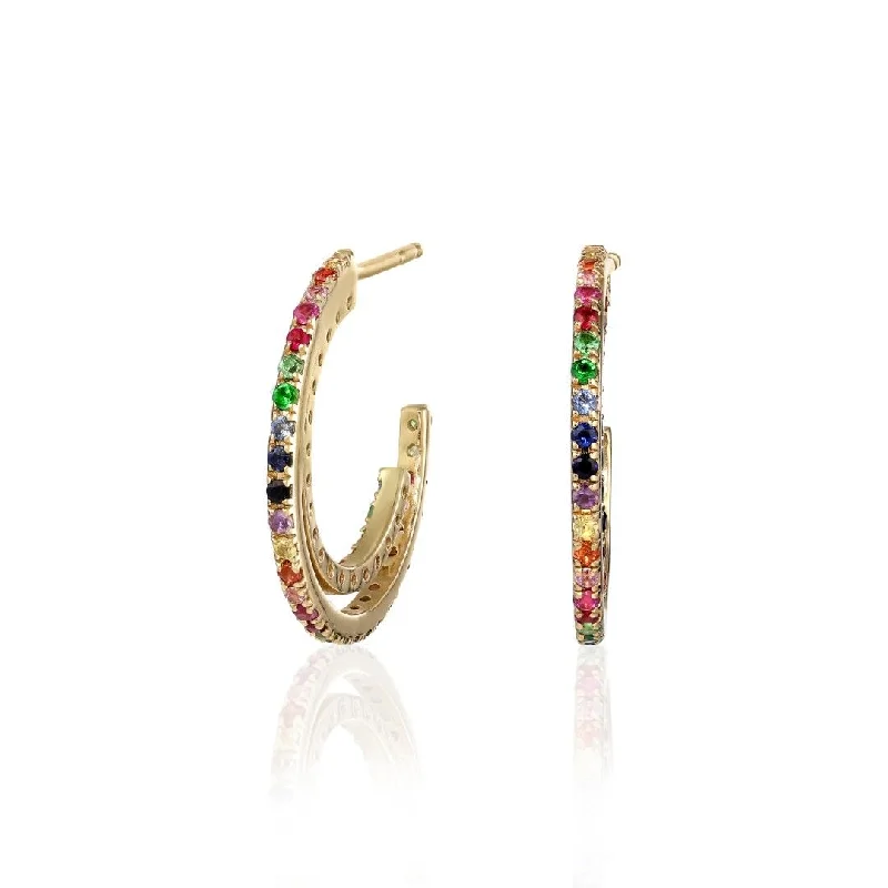 Women’s diamond chandelier earrings-Josephine 18K Gold Earrings w. Sapphires, Tsavorites, Rubies & Amethysts