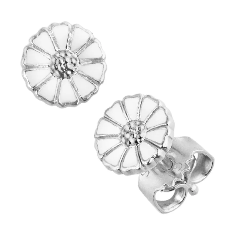 Women’s butterfly hoop earrings-Daisy 7 mm. Silver Earrings