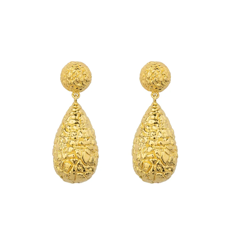 Women’s vintage earrings-Drop Structure Gold Plated Earrings