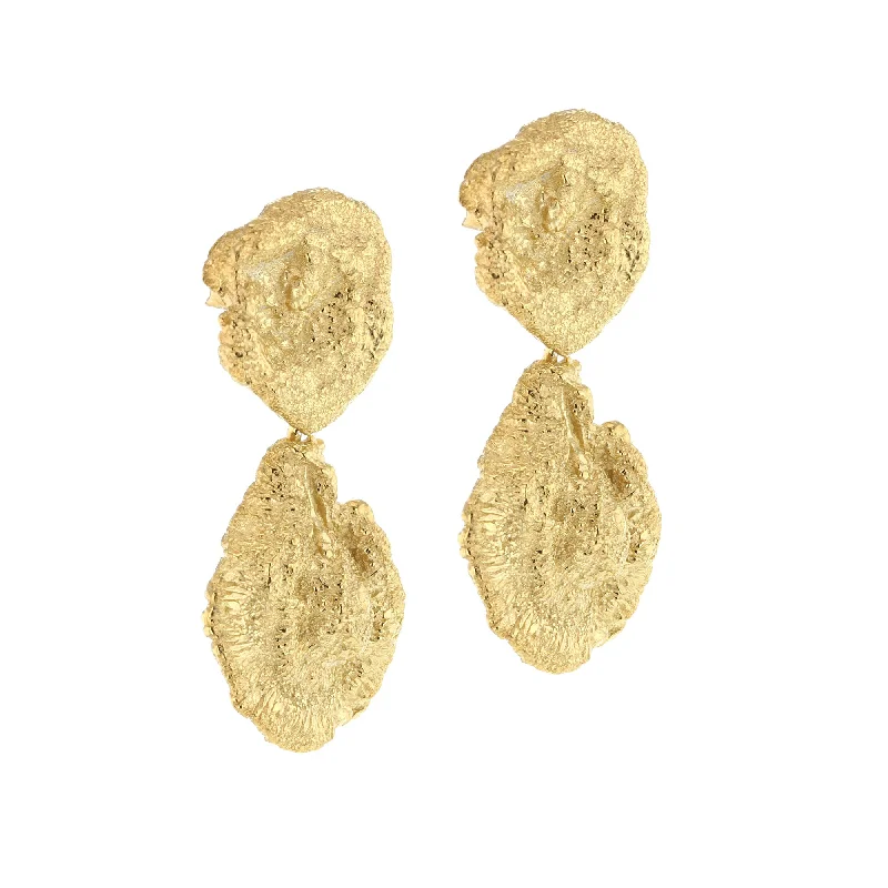 Women’s jade earrings-Primeval Forest Gold Plated Earrings