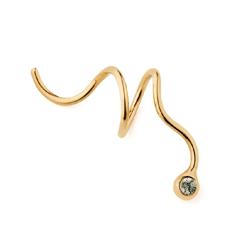 Women’s long drop earrings-Puakai Gold Plated Earring w. Sapphire