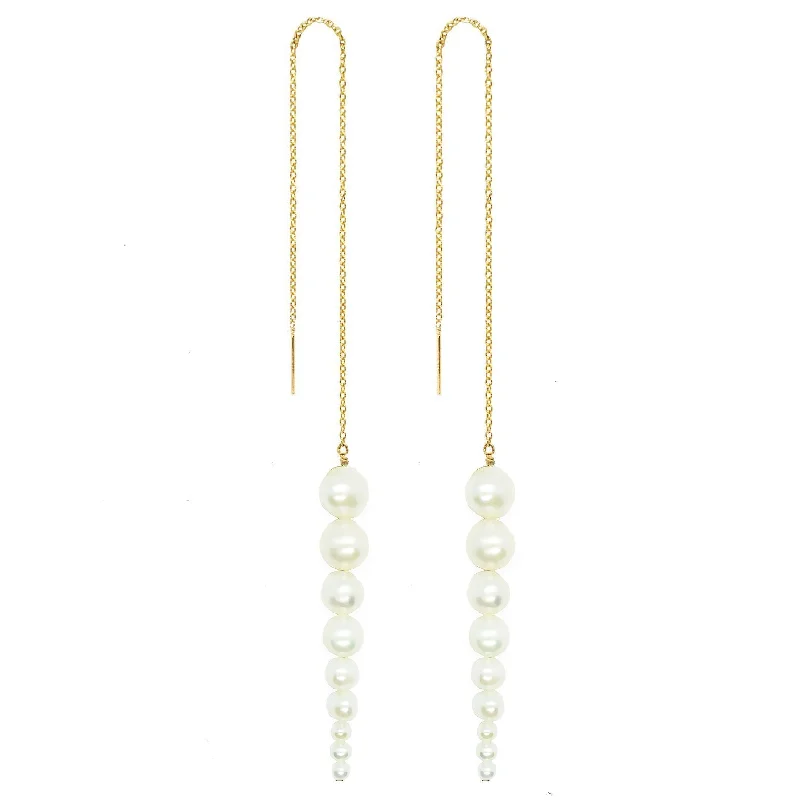 Women’s boho earrings-Pointy Pearl Gold Plated Earrings w. Pearl