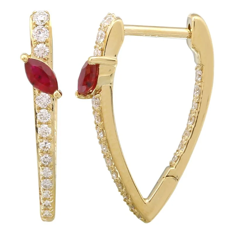 Women’s artistic earrings-Statement V Ruby Diamond Earrings