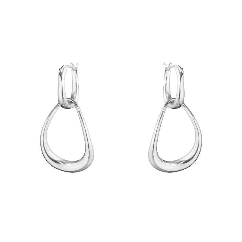 Women’s pearl drop earrings-Offspring Interlocked Silver Earrings