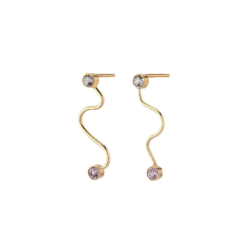 Women’s gold and diamond earrings-Doodle 14K Gold Earpins w. Sapphire & Spinel