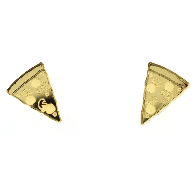 Women’s sparkling earrings-Last Chance! Pizza Earrings in Mirror Gold