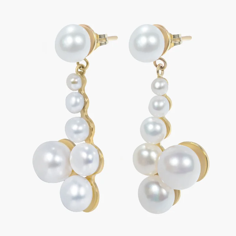 Women’s platinum earrings-Adela 01 9K Gold Earrings w. Pearls