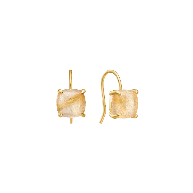 Women’s unique earrings-18K Gold Plated Earrings w. Quartz