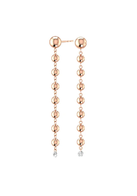 Women’s crystal earrings-Grand Cascade Nude 18K Rosegold Earrings w. Lab-Grown Diamonds