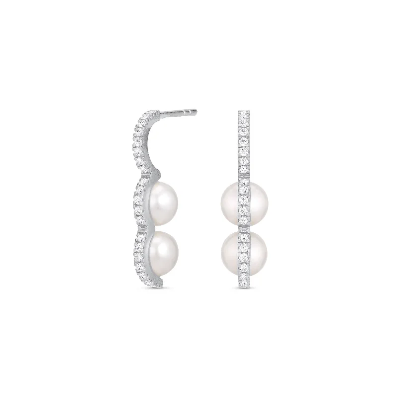 Women’s boho earrings-Bahati Silver Earring w. Zirconia