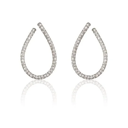 Women’s vintage pearl earrings-Medium Kharisma Supernova 18K Whitegold Earrings w. Diamonds