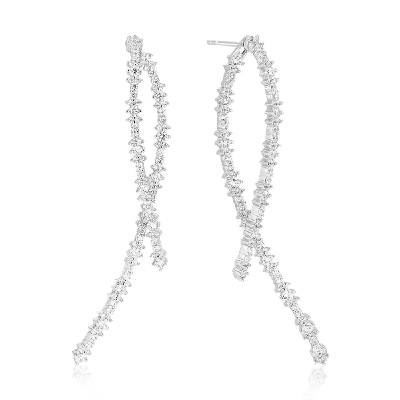 Women’s silver earrings-Livigno Lungo Silver Earrings w. Zirconias