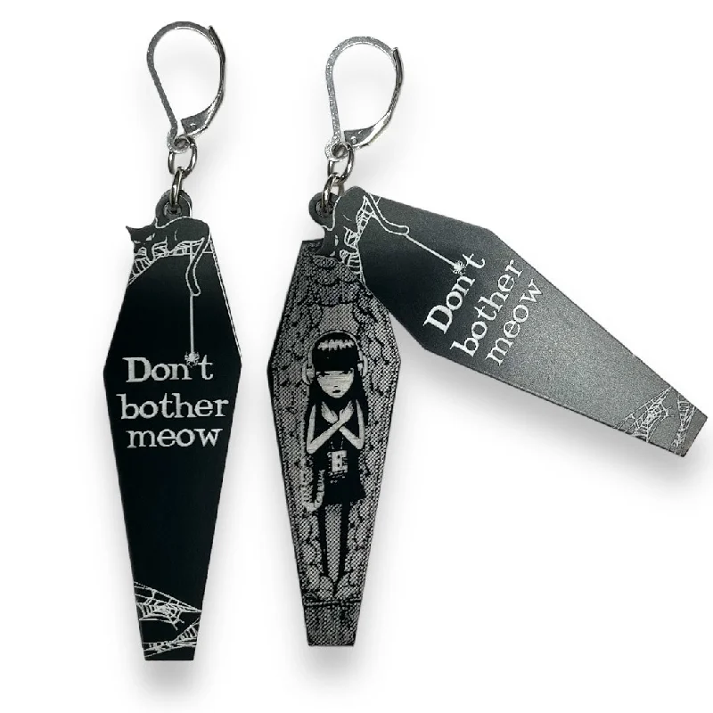 Women’s colorful earrings-Emily The Strange® Don't Bother Meow Coffin Hook Earrings