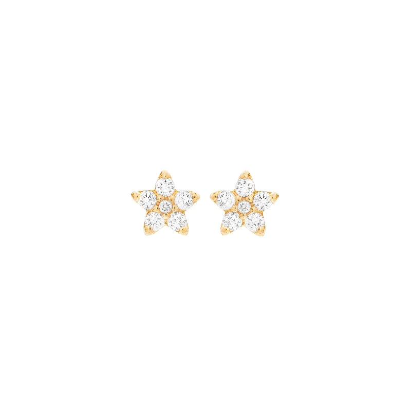 Women’s personalized earrings-Small Shooting Stars 18K Gold Earrings w. Diamonds