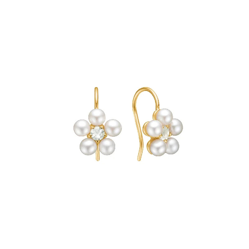 Women’s gold stud earrings-Reef 18K Gold Plated Earrings w. Prasiolite & Pearls