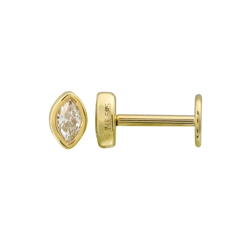 Women’s two-tone earrings-Marquise Bezel set Flat Back Studs